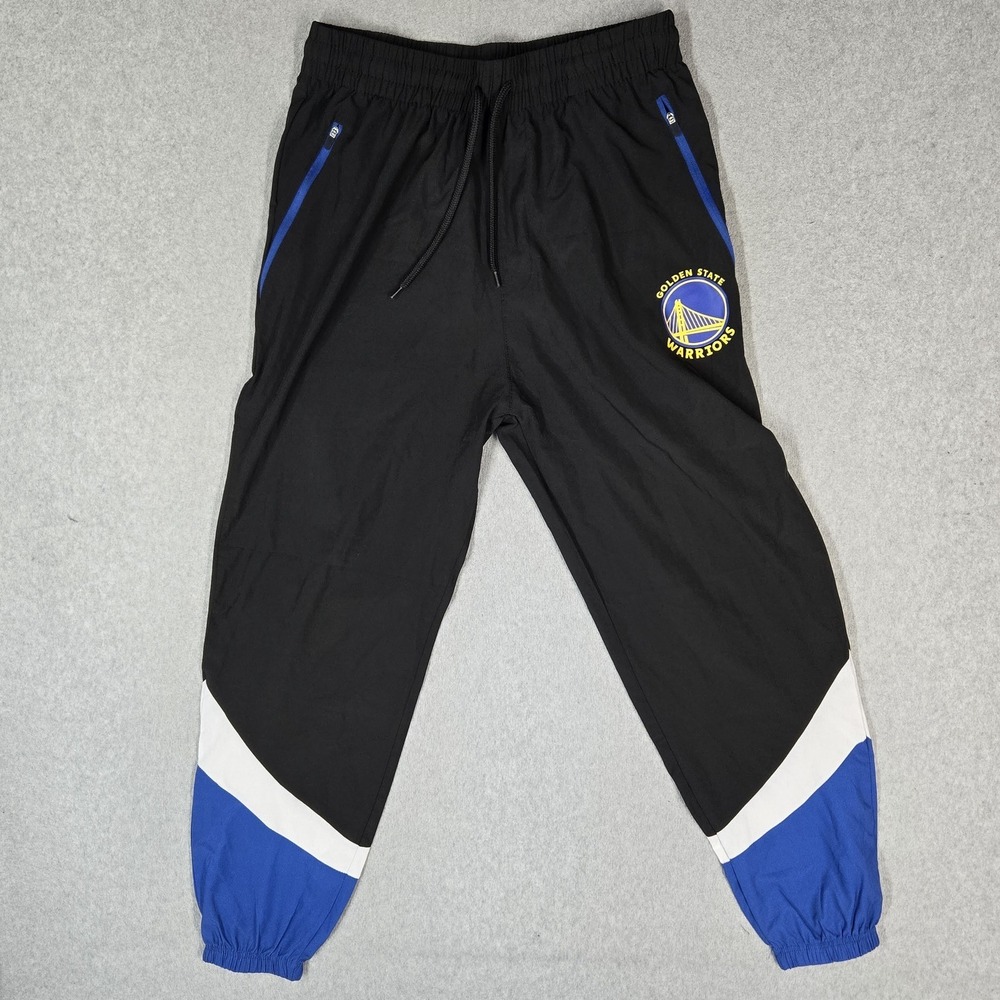 Golden State Warriors Men Activewear Pants M Black Colorblock Jogger Team Logo